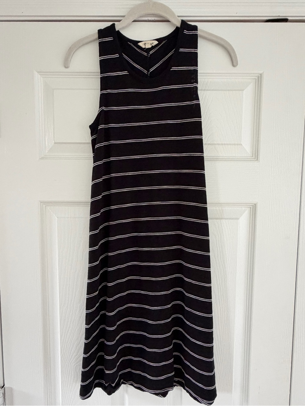 Madewell Sleeveless Black Striped Midi Dress